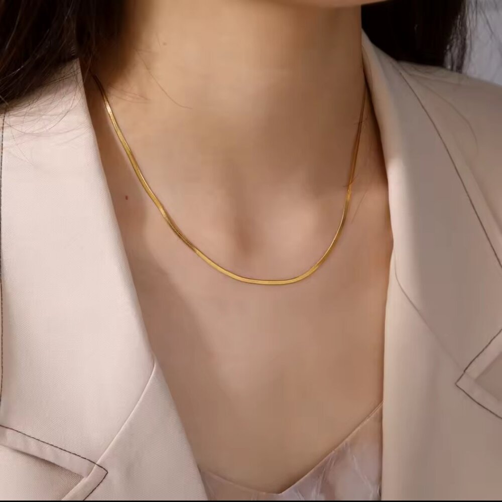 Snake chain necklace stainless steel gold, silver